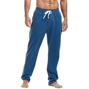 Pantalon de jogging décontracté pour homme en mélange polyester/coton gris, taille élastique, avec lacets, poches latérales, respirant et à séchage rapide - Product Image 1