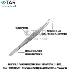 Pinzas dentales de acero inoxidable Meriam Foil con punta serrada y angulada para vendajes, instrumentos médicos dentales - Product Image 6