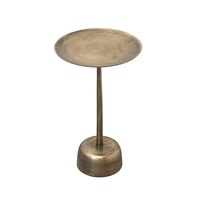 Table d'appoint décorative de luxe moderne avec plateau en métal miroir et base en métal texturé doré, table d'appoint haute pour salon et chambre à coucher