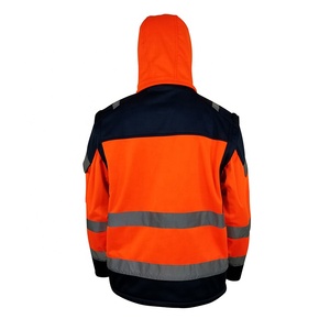Veste de sécurité réfléchissante haute visibilité orange, classe 2 ANSI, imperméable, respirante, à capuche, pour travaux routiers - Product Image 3