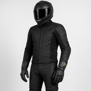 Racing Gloves Full Finger Leather Black Adjustable Wrist <b>Strap</b> Hook And Loop Closure Riding Protection - Product Image 3