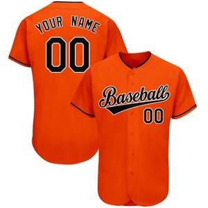 Maillot de baseball professionnel orange et noir pour homme, respirant, 100 % polyester, personnalisable avec noms d'équipe, vente en gros, jusqu'à 6XL - Product Image 1