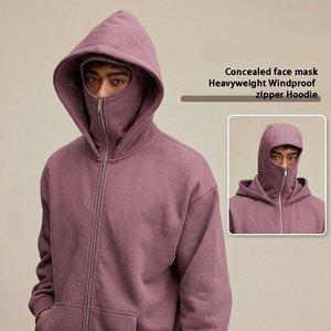 Sudadera con capucha completa de algodón mezclado para hombre, con cremallera, doble capucha, color sólido, estilo urbano, informal, a la moda - Product Image 6