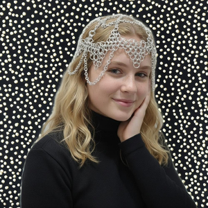 Tocado de malla metálica hecho a mano, accesorio para el cabello nupcial medieval, corona de metal gótica, diadema de boda bohemia, joyería de coif renacentista - Product Image 3