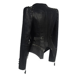 Chaqueta de cuero a prueba de viento de punto elegante para mujer de alta calidad para invierno nueva llegada con MOQ bajo - Product Image 4