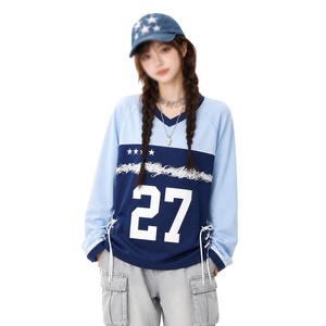 Camiseta Deportiva Oversize de Manga Larga para Mujer, Estilo Fútbol Americano, Y2K Streetwear, Venta al Por Mayor, OEM ODM - Product Image 1