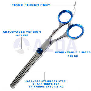 Ensemble professionnel de ciseaux de coiffure et d'éclaircissage en acier inoxydable avec vis réglable, repose-doigts et étui en cuir PU pour la vente en gros - Product Image 6