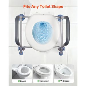 Rialzo per WC Regolabile in Altezza, Capacità di Carico 300 Libbre, con Braccioli Rialzati e Maniglie Allargate per Accesso al Comodino - Product Image 3