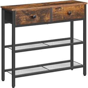 Table console étroite de 29,5 po avec 2 tiroirs en tissu et étagères de rangement à 3 niveaux pour petit entrée ou salon, utilisations multiples - Product Image 1