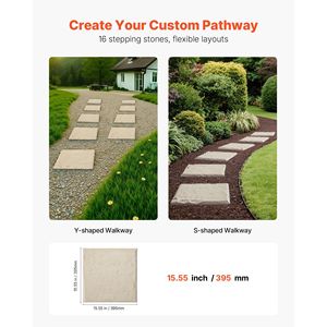 Beige 16pcs 15.5 X 15.5in Decorative Garden <b>Stepping</b> Stones Weather-Resistant Plastic Pathway <b>Pavers</b> Smooth Surface for <b>Outdoor</b> - Product Image 6