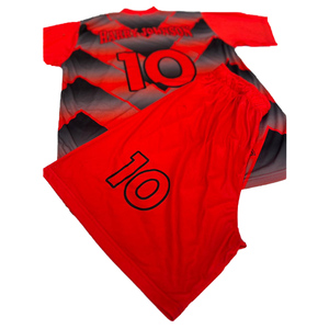 Ensemble de maillots de football pour hommes Harry Johnson Production, dégradé rouge et noir, col en V, manches courtes, polyester respirant, uniforme - Product Image 6