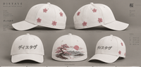 Topi Trucker Putih Bordir Bunga Sakura Topi Snapback Gaya Jepang Kasual untuk Aktivitas Luar Ruangan