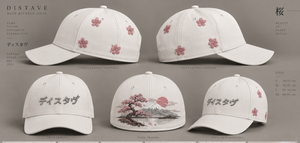 Gorra Trucker Blanca con Bordado de Flor de Cerezo, Estilo Japonés, Casual, para Exteriores - Product Image 4