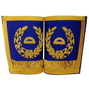 Guantes de alta calidad SUPERINTENDENT Craft Grand Rank con tela azul real y bordado de hilo dorado para ceremonias masónicas formales. - Product Image 2