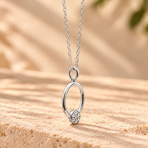 Collar con Colgante Circular de Topacio Blanco en Plata de Ley 925, Cadena de Eslabones, con Gemas en Racimo, Joyería para Compromiso, Boda o Fiesta - Product Image 2