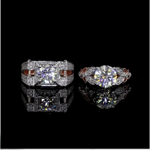 Anillo de Compromiso y Matrimonio de Diamantes de Laboratorio de Lujo en Oro Rosa de 10/14/18 Quilates con Certificado IGI para Hombre, Aniversario - Product Image 1