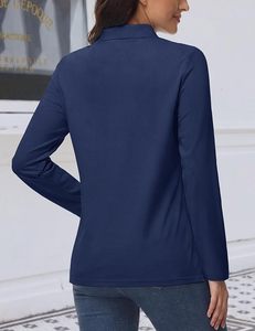 Camisas Polo de Manga Larga para Mujer, Tops Casuales con Cuello y Botones, Camiseta de Algodón para Trabajo - Product Image 2