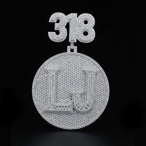 Pendentif personnalisé Hip Hop en moissanite, forme ronde, taille brillant, argent sterling 925, bijoux Hip Hop VVS par Phoenix Enterprise - Product Image 1