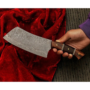 Cuchillo de Chef Burraq Hecho a Mano de Acero al Carbono de Grado Industrial, Multifuncional, con Patrón de Gota de Lluvia, Mango de Madera y Funda de Cuero - Product Image 4