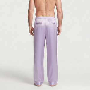 Pantalon de pyjama en satin léger à taille élastique coupe droite pour homme - Product Image 2