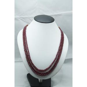 <b>Ruby</b> Round Beads 3 Strand <b>Necklace</b> Stone Jewelry For <b>Necklace</b> Making - Product Image 2