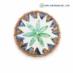 Handwoven Round Rattan 4-Piece Coaster Set with Floral Heart Pattern Eco-Friendly Modern Tea Cup <b>Mats</b> for Home Decor MPL Vietnam - Product Image 4