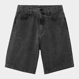 Shorts en jean délavé foncé pour homme, coupe droite, taille haute, style décontracté d'été, 100 % coton tissé - Product Image 1