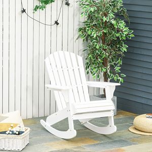Sedia a dondolo pieghevole da giardino per esterni, stile Adirondack, con schienale a doghe bianche per spazi esterni - Product Image 2
