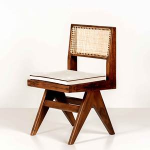 เก้าอี้ทานข้าวไม้เนื้อแข็งสไตล์มิดเซ็นจูรี่โมเดิร์น พร้อมหวายถักแบบแฮนด์เมด ขาแบบตัววี พร้อมเบาะรองนั่ง สำหรับร้านอาหารและบ้าน - Product Image 2