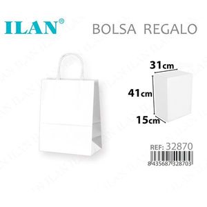 Sacchetto Regalo in Carta 31x15x41 Cm Bianco con Manico per Regali - Product Image 3