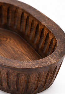 Cuenco Decorativo de Madera de Mango, Cuenco Largo de Madera, Centro de Mesa Rústico, Decoración para el Hogar, Cuenco para Servir Frutas, Cuenco de Madera Hecho a Mano - Product Image 3