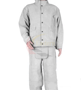 Chaqueta de seguridad para soldadura de cuero vacuno resistente, certificada CE, protección para manos y brazos, resistente al calor y antiestática - Product Image 2