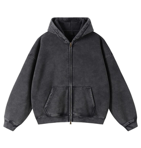 Custom Men's Acid Wash Hoodie Oversized 100% Cotton Pullover Hooded <b>Sweatshirt</b> OEM ODM Wholesale <b>Vintage</b> Washed - Product Image 2