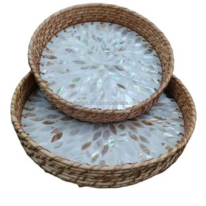 Bandeja de ratán hecha a mano Premium asequible con Incrustaciones de nácar, perfecta para regalos, celebraciones de Ramadán y exhibición en el hogar - Product Image 3