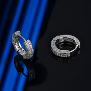 Round Cut Moissanite Diamond Hoop Earrings 925 <b>Silver</b> Iced Out Hoop Earrings Luxury Sparkling Jewelry Gift for Women - Product Image 3