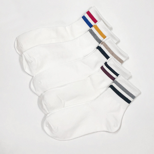 Chaussettes de sport rayées en tricot pour femmes, fabriquées en Corée, pour un usage quotidien au printemps, polyester/coton K08W - Product Image 5