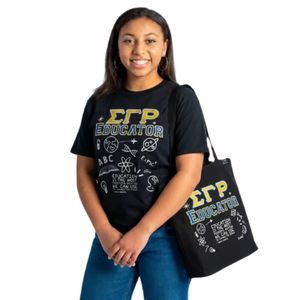 Women Educator Screen Printed <b>Tote</b> Bag Greek Letter Inspired Reusable Canvas Shoulder Carry Bag Casual Teacher Shopping <b>Book</b> Bag - Product Image 2