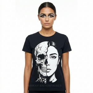 T-shirt imprimé rouge vieilli pour femme, noir, avec logo personnalisé, motif « Return To Sender », style vintage, streetwear, fabrication usine - Product Image 2