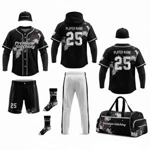 Ensemble de maillot et pantalon de baseball personnalisé en polyester respirant à 100 % avec sublimation, uniforme complet d'équipe avec motif éclaboussures - Product Image 1