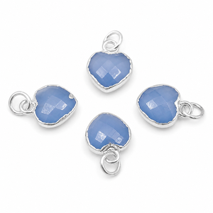 Wholesale <b>Gold</b> Plated Faceted Blue Chalcedony Gemstone <b>Charm</b> Pendant for Necklace <b>Bracelet</b> Jewelry Making DIY OEM ODM - Product Image 1
