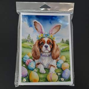 Cavalier Spaniel Easter Egg Hunt Whimsical A7 Greeting Cards Pack of 8 Blank Note Cards with <b>Envelopes</b> <b>5x7</b> Size - Product Image 3