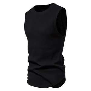 Nouveau débardeur côtelé pour homme, coupe ajustée, épaules larges, en coton, pour le sport et le fitness - Product Image 1