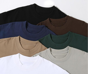 T-shirt en coton uni vert foncé à col rond et manches courtes pour homme, coupe classique, décontracté, en jersey tricoté, teinture unie - Product Image 5