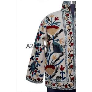 Veste Suzani TNT en coton 100% tricoté à la main, brodée, pour femme, doublure en coton respirant, motif floral, décontractée, hiver - Product Image 2