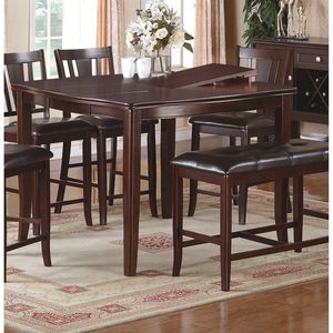 Set da Pranzo Contemporaneo 6 Pezzi con Tavolo Alto da Bar con Piano a Farfalla, 4 Sedie in Legno di Gomma Finitura Marrone e Kit Cuscini per Panca Incluso - Product Image 3