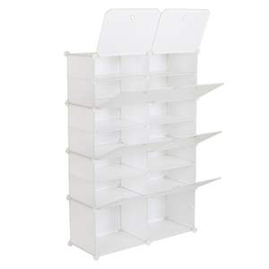 Meuble de rangement à chaussures portable 7 niveaux pour 28 paires, étagère tour à 14 compartiments, extensible pour talons, bottes, pantoufles W - Product Image 6