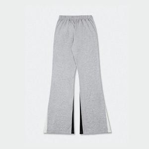 Pantalon de survêtement gris évasé à taille élastique avec imprimé par transfert thermique et lettres décoratives, pantalon décontracté mi-saison en maille pour homme - Product Image 3