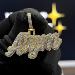 Personalized Script <b>Name</b> Pendant 925 Sterling Silver VVS Moissanite Fully Iced Hip Hop <b>Necklace</b> Yellow Gold Pave Jewelry Pendant - Product Image 5