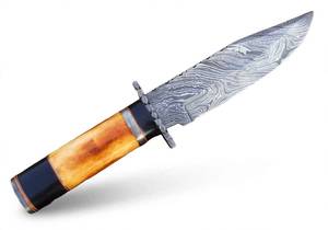 Couteau utilitaire à lame fixe en acier Damas forgé à la main, personnalisé OEM, avec manche en os et en corne pour le bricolage - Product Image 6