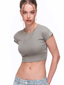 Camiseta Corta de Manga Corta para Mujer, 100% Algodón, Premium, Básica, Boutique, Moda, Venta al por Mayor, Logotipo Personalizado, Estilo Y2K, Streetwear - Product Image 3